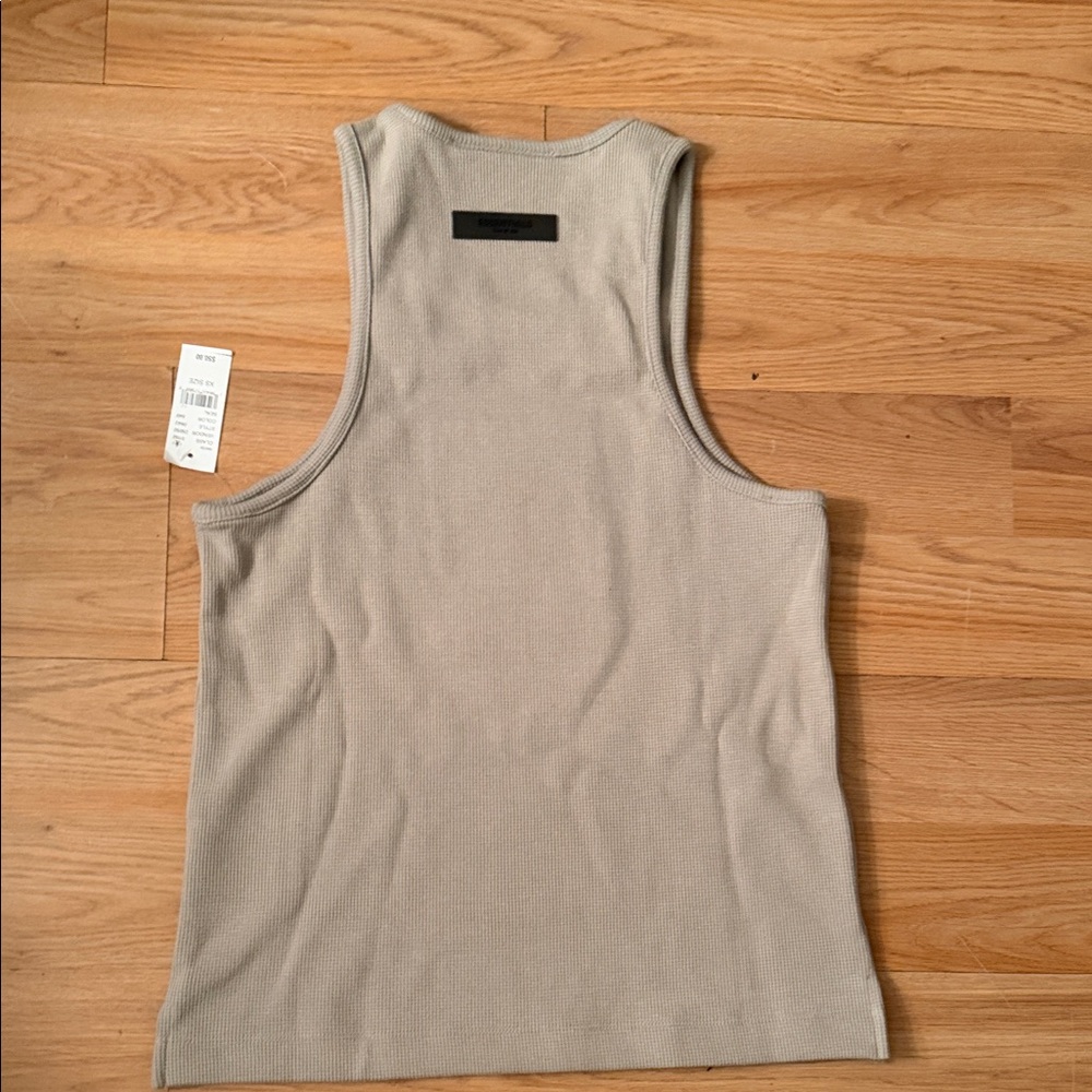 Essentials Ribbed Beige Tank Top - Picture 5 of 6